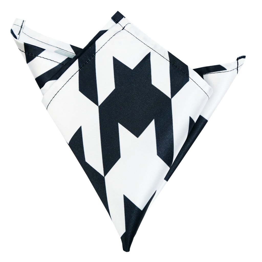 blacksmith Black and White Houndstooth Printed Pocket Square-picture-17