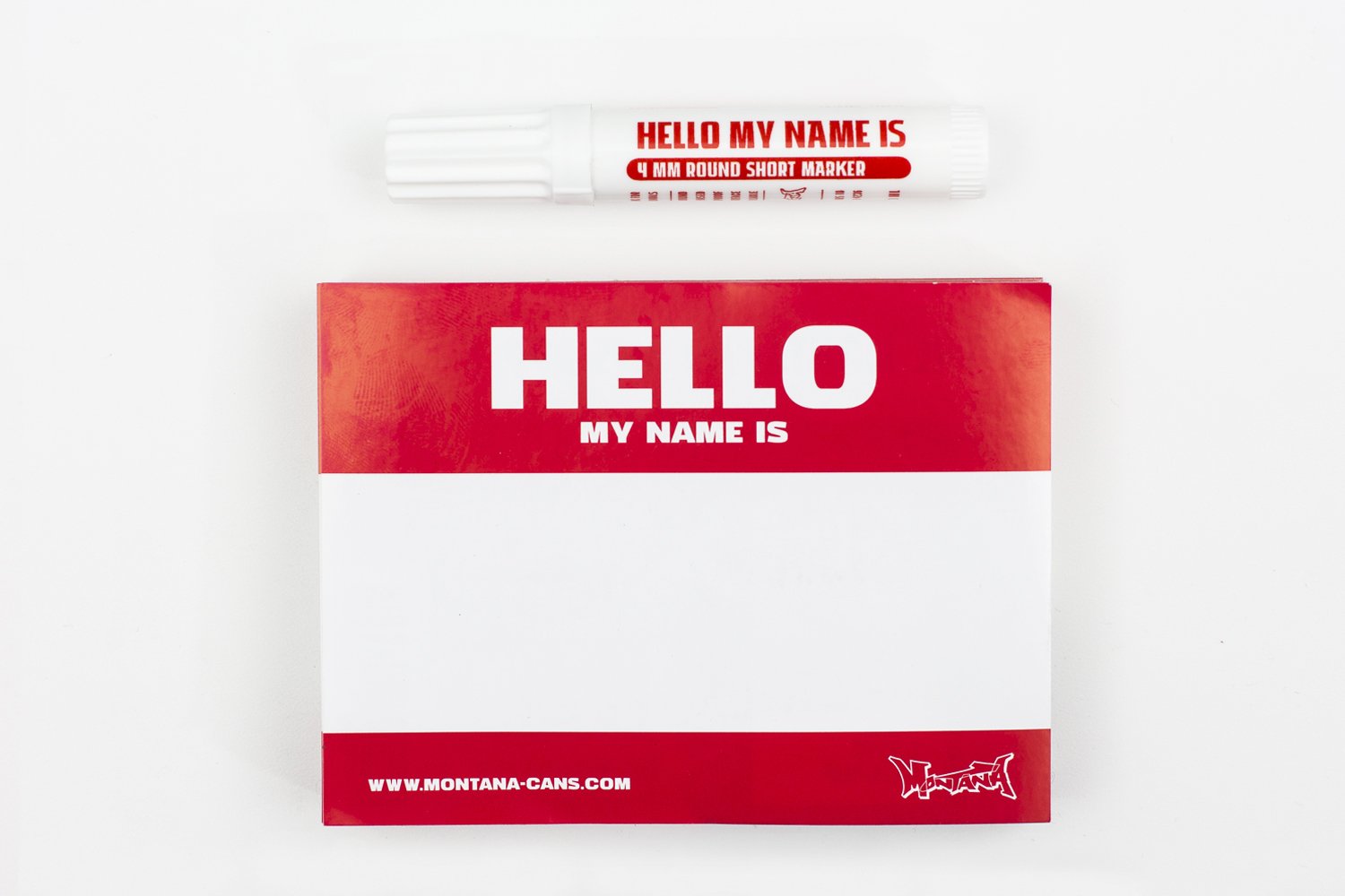 Montana 'Hello My Name is...'Sticker and Marker Pack Red
