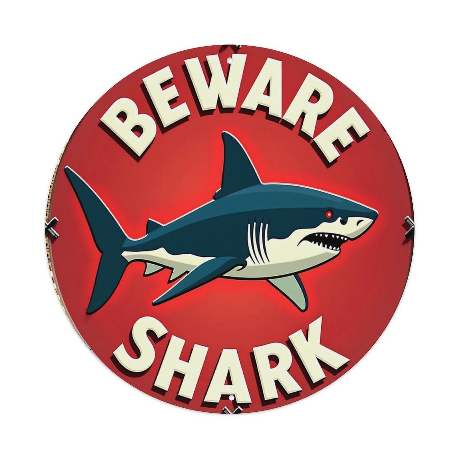 Beware Shark Warning Sign Design Metal Tin Sign Plaque