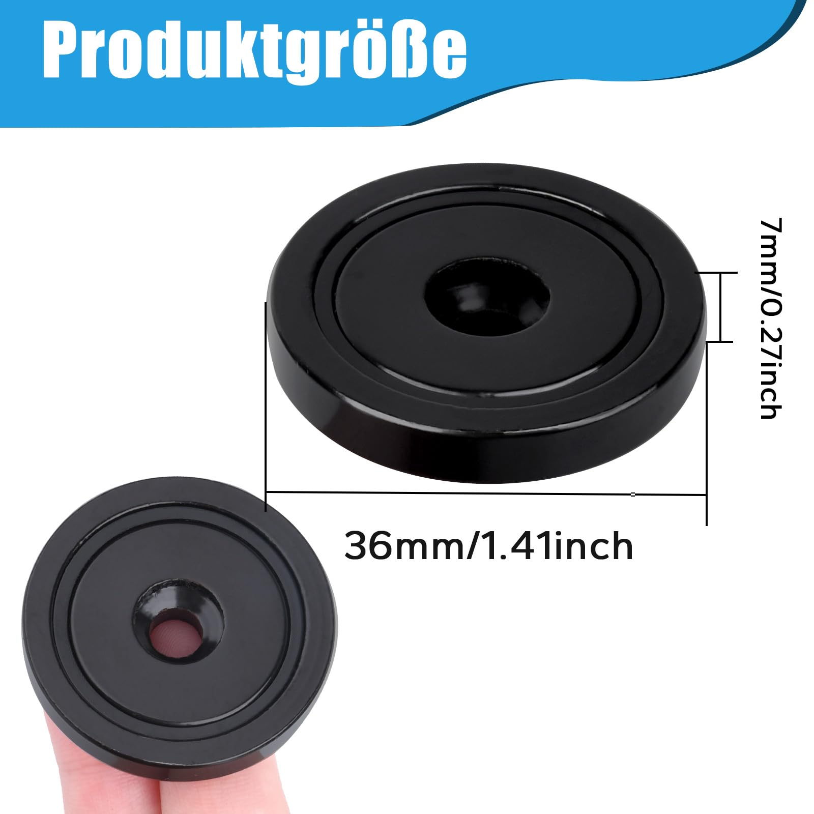 MIN CI 8 imanes de neodimio con agujero, 45 kg (100 libras), imanes redondos de neodimio de 36 mm, extrafuertes, planos, con rosca, grandes para atornillar