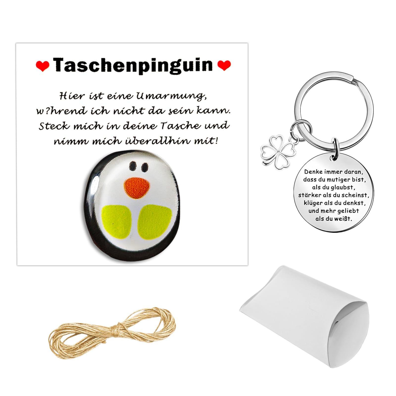 ZHXGO Pocket Penguin Hug, Small Pockets, Penguin Hug with Encouragement Greeting Card and Keyring, Cute Penguin Toy Encouragement Gifts, Mini Penguin Toy Decoration