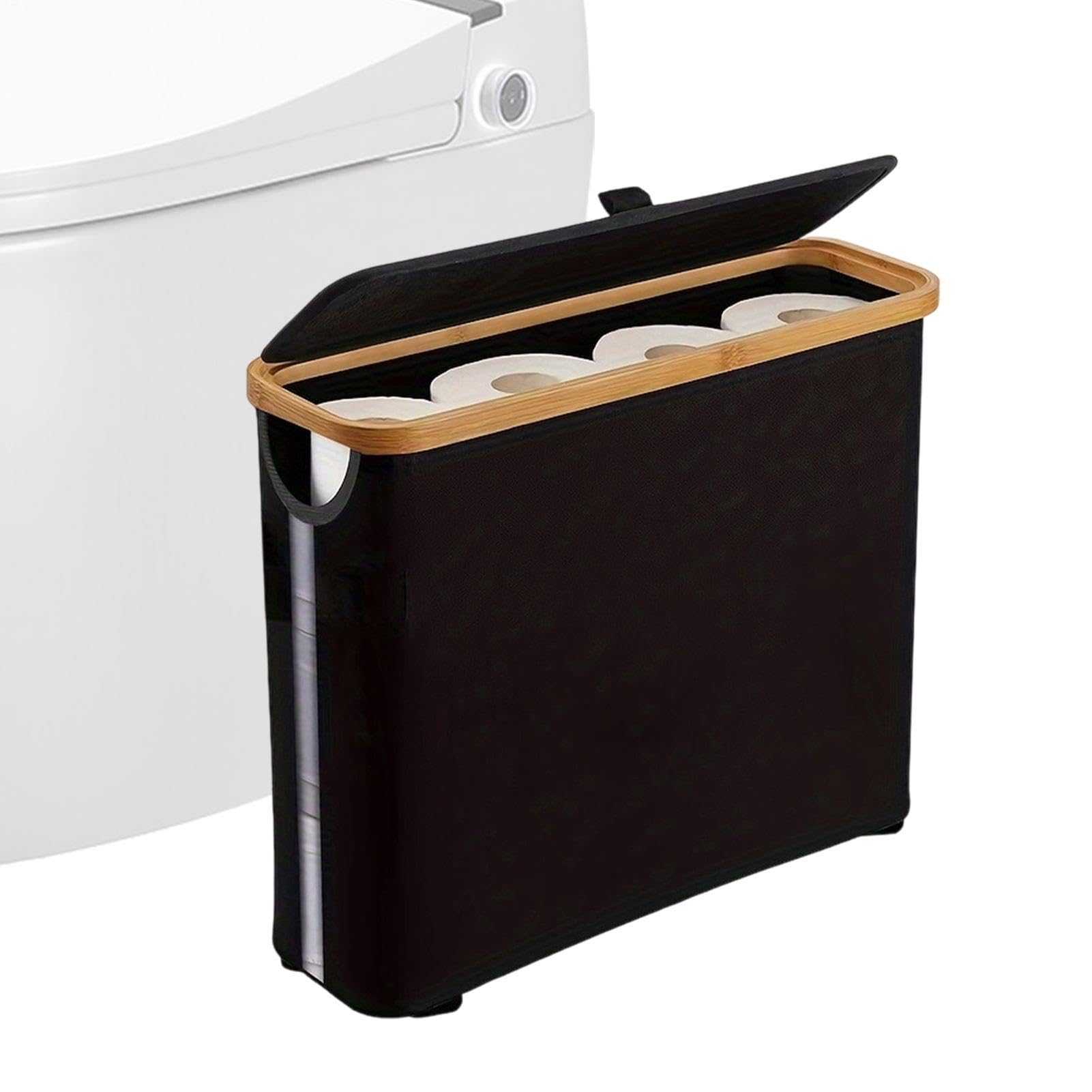 Rangeur pour Papier Toilette,Conteneur Pliable autoportant - Panier à Rouleaux de Papier Toilette avec Un Couvercle et Une poignée,pour jusqu'à 12 Rouleaux, Salle de Bain, Salon, Placard