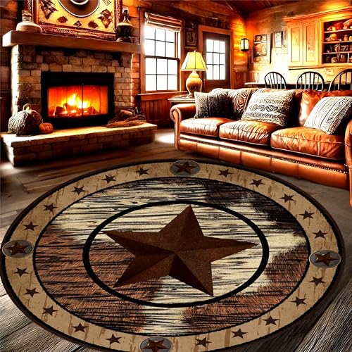 Tapete decorativo redondo 3ft estilo rústico PDENZG miniatura 3