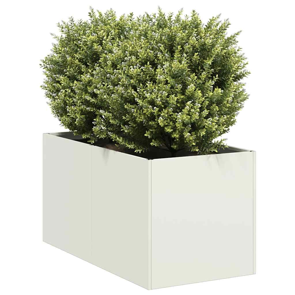 IKAYAA Raised Garden Bed Galvanised planter Bottomless Galvanised Steel Planter Box for Growing Outdoor Plants, Vegetables-white-40 x 80 x 40 cm