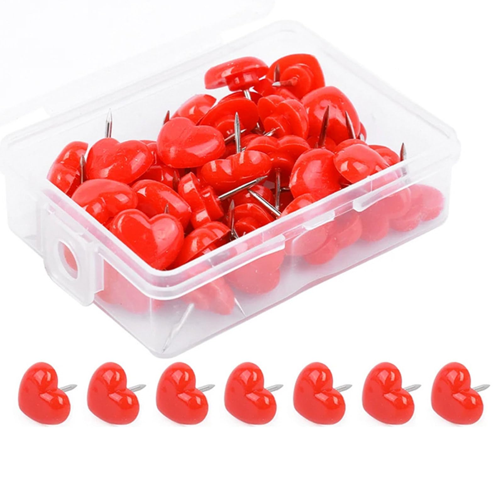 100Pcs Heart Pushpins with Box, Push Pins Colorful Map for School Cork Board, Push for Bulletin Boards Small Round Head