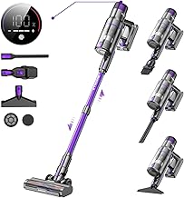 Vistefly V15s MAX Cordless Vacuum Cleaner, 580W 55Kpa Powerful 8 in 1 Broom Vacuum Cleaner with Touch Screen, Autonomy 75 Mins Automatic Mode and Anti-Tangle, for Floor Carpets, Animal Hair
