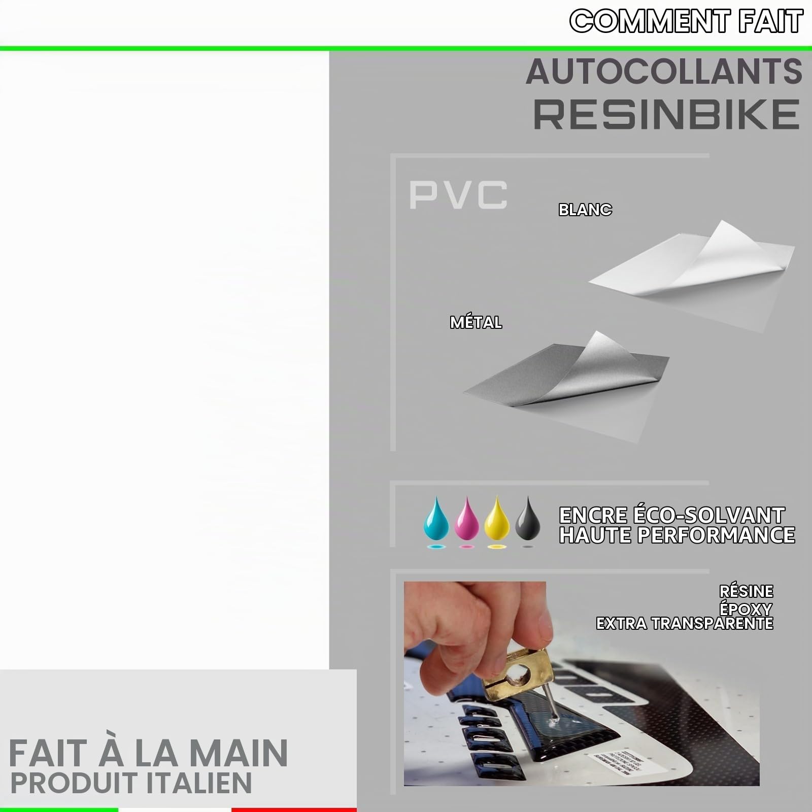 Resin Bike Autocollant Moto Compatibles avec BMW R 1300 GS Trophy 2023-2026. Protections de Cadre Latéral Contre Les Chocs et Les Éraflures. Autocollant 3D Résinés Made in Italy