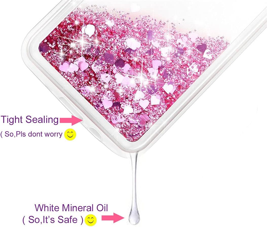 for iPhone 16 Pro Max Case, Bling Flowing Liquid Floating Sparkle Colorful Glitter Waterfall TPU Clear Phone Case 6.9",Rose Gold - Image 3