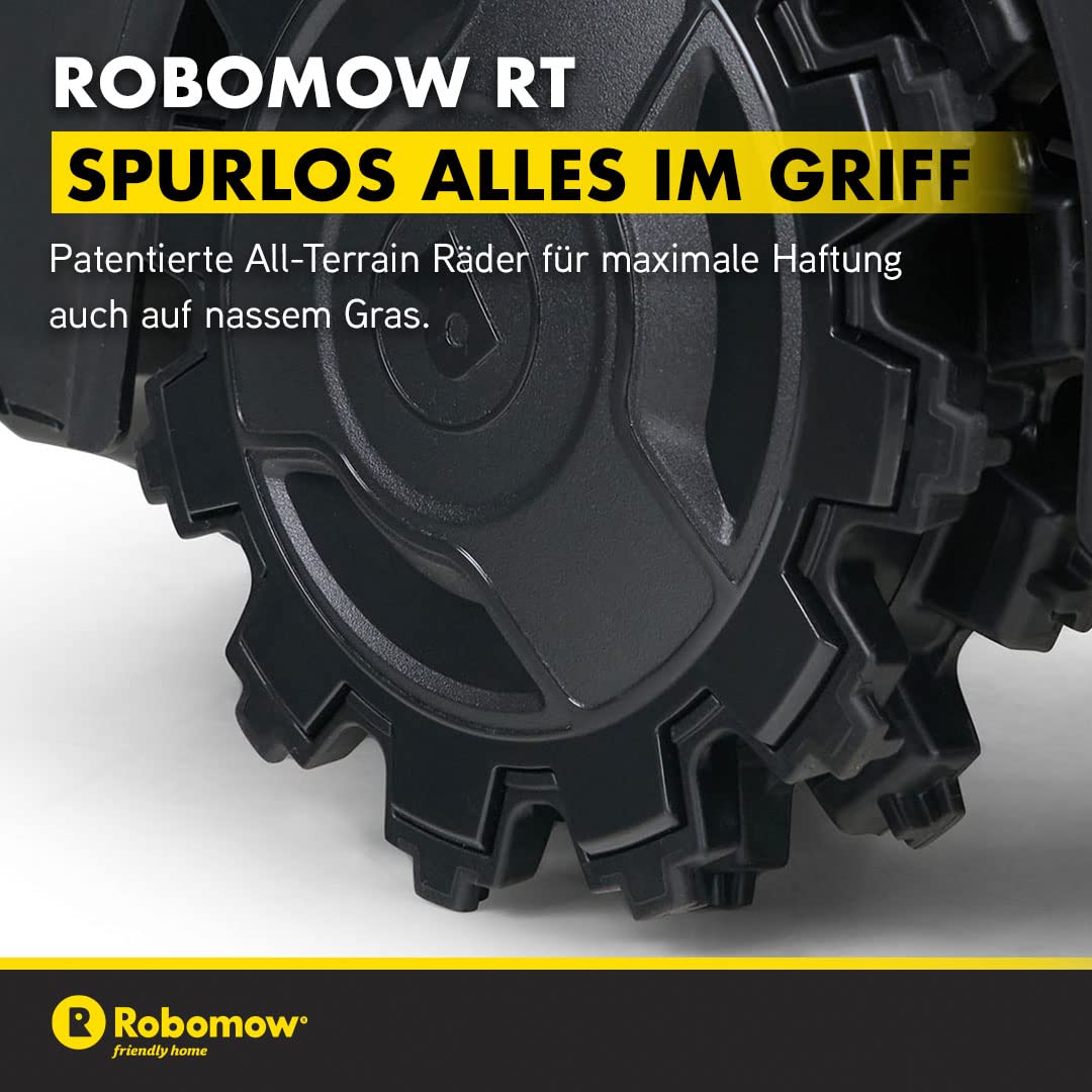 ROBOMOW RT700 Robotermäher/Rasenroboter für Flächen bis 700 qm | 4,3 Ah; 18cm Schnittbreite; einfache Installation, selbstreinigend und inkl. schwimmendem Mähdeck, Mulchreiniger, Grün