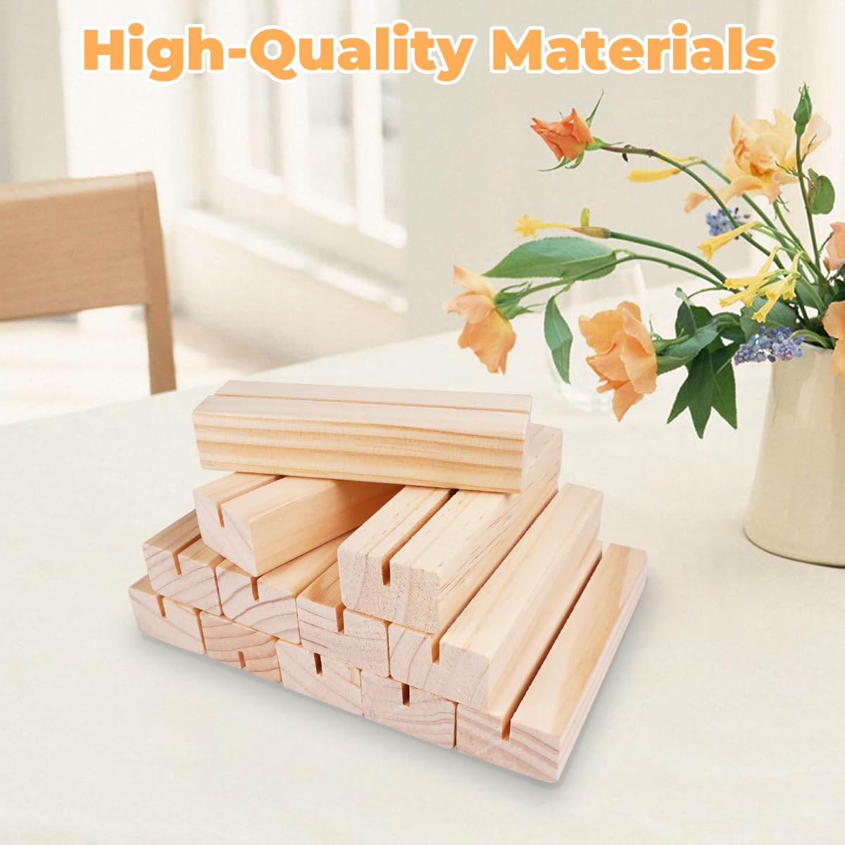 12 Supports En Bois Pour Carte/menu/photo - Porte-carte Sur Pied, 10x3x2 Cm, Encoche 1 Cm, Pour Mariage, Restaurant, Bureau