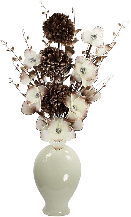 Amazon Co Jp Marjon 花瓶 床花瓶 花瓶に長い造花 すぐに飾れる Lサイズ クリームとブラウン ホーム キッチン
