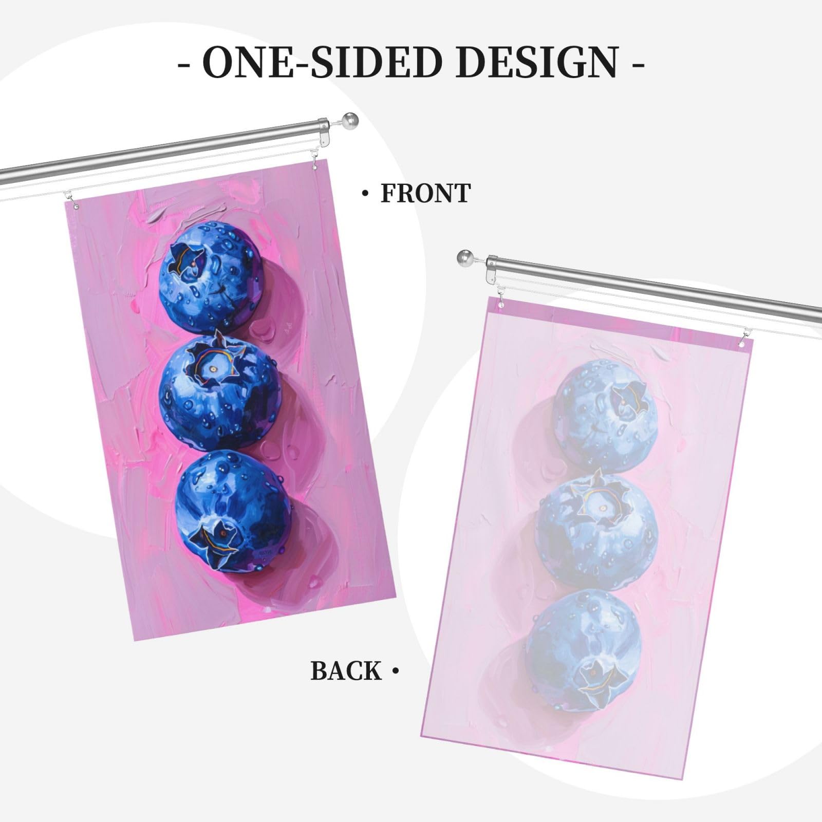 Blueberries On Pink Yard House Flags,3x5 Ft Season Greeting Banner With Grommets Indoor Outdoor Party Home Decorations