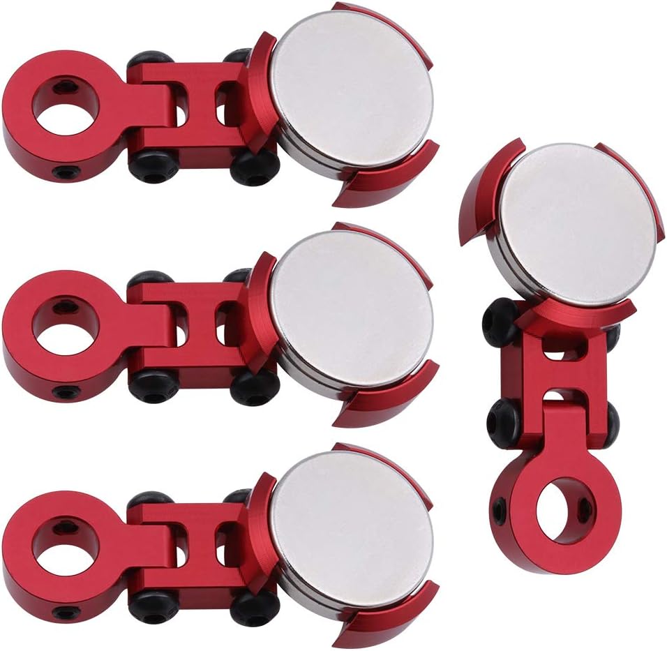 Hobbypark 4PCS Aluminum Magnetic Stealth Invisible Body Post Mounts for 1/10 RC Car (Red)