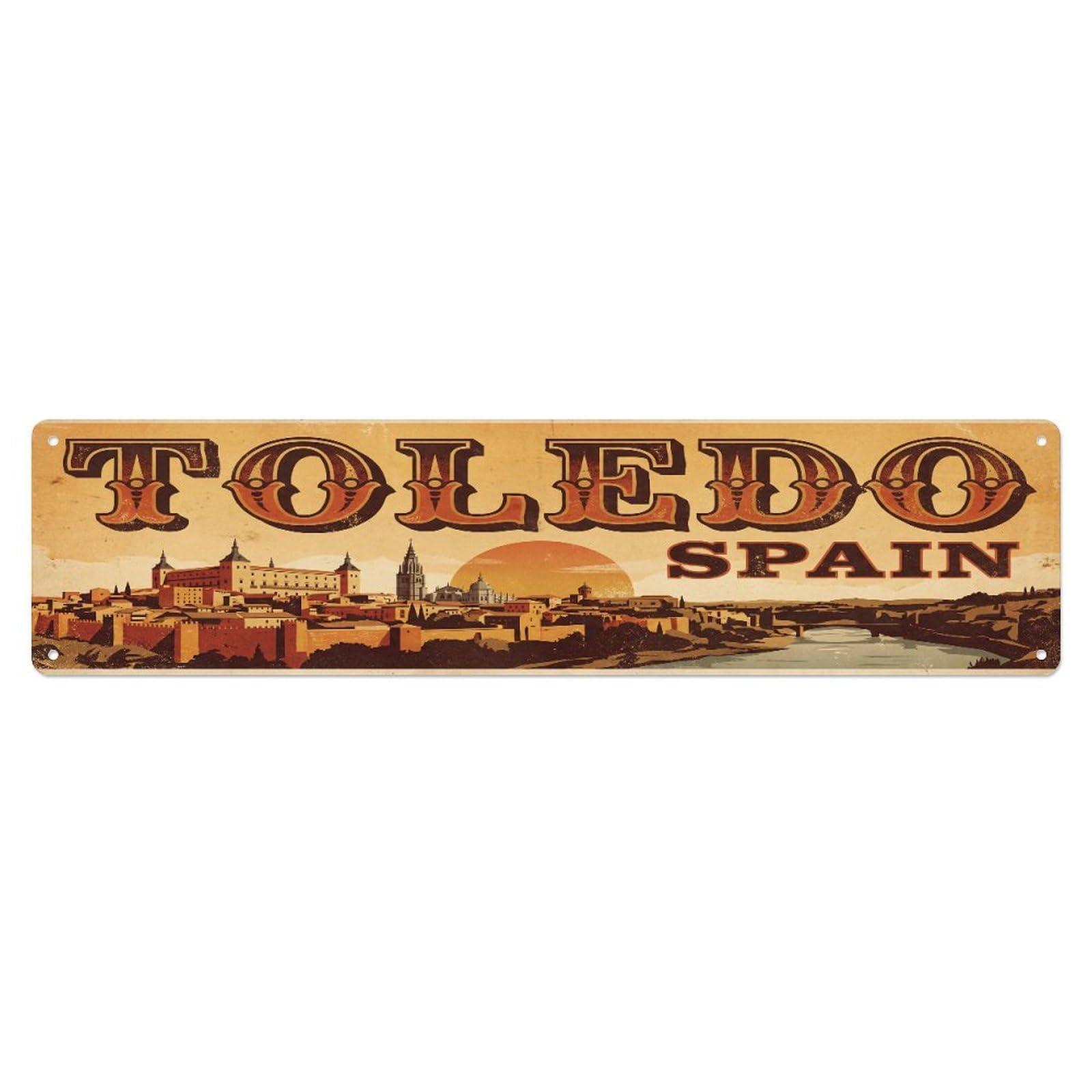 Tgrcjimh Style Metal Tin Sign Vintage Travel Spain Toledo