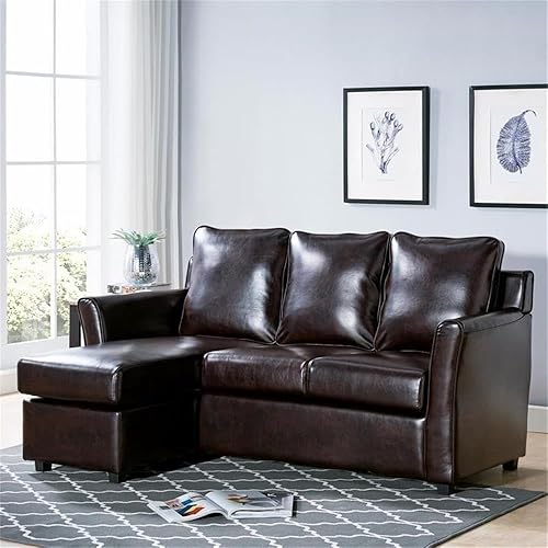 Miniatura 2 de Furniture of America Sula - Seccional modular reversible de piel sintética en color marrón