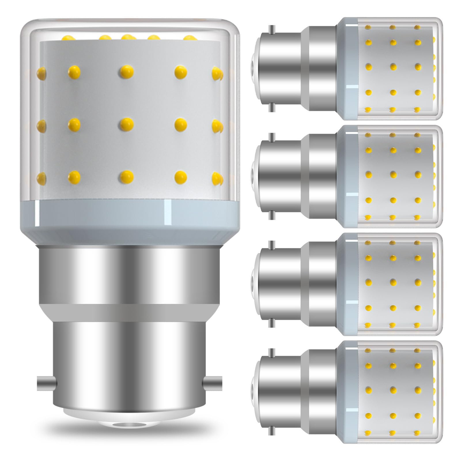 XIMNCHNI Small Bayonet Light Bulb 60W - 80W Equivalent, B22 LED Bulbs Warm White 3000K 6W 806LM,Energy Saver Bayonet Bulb for Chandeliers, Wall Lamps, Ceiling Light,Non-Dimmable, Pack of 5