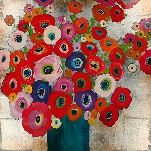 Affiche sur toile encadrée Barbe à papa Liz jardine design floral paysage chassis 94x94 cm