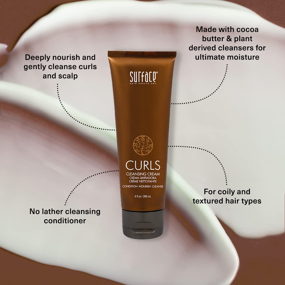 SURFACE Hair Curls Cleansing Cream – Defines, Adds Shine, and Provides Frizz Free Style Longevity - 6 fl oz