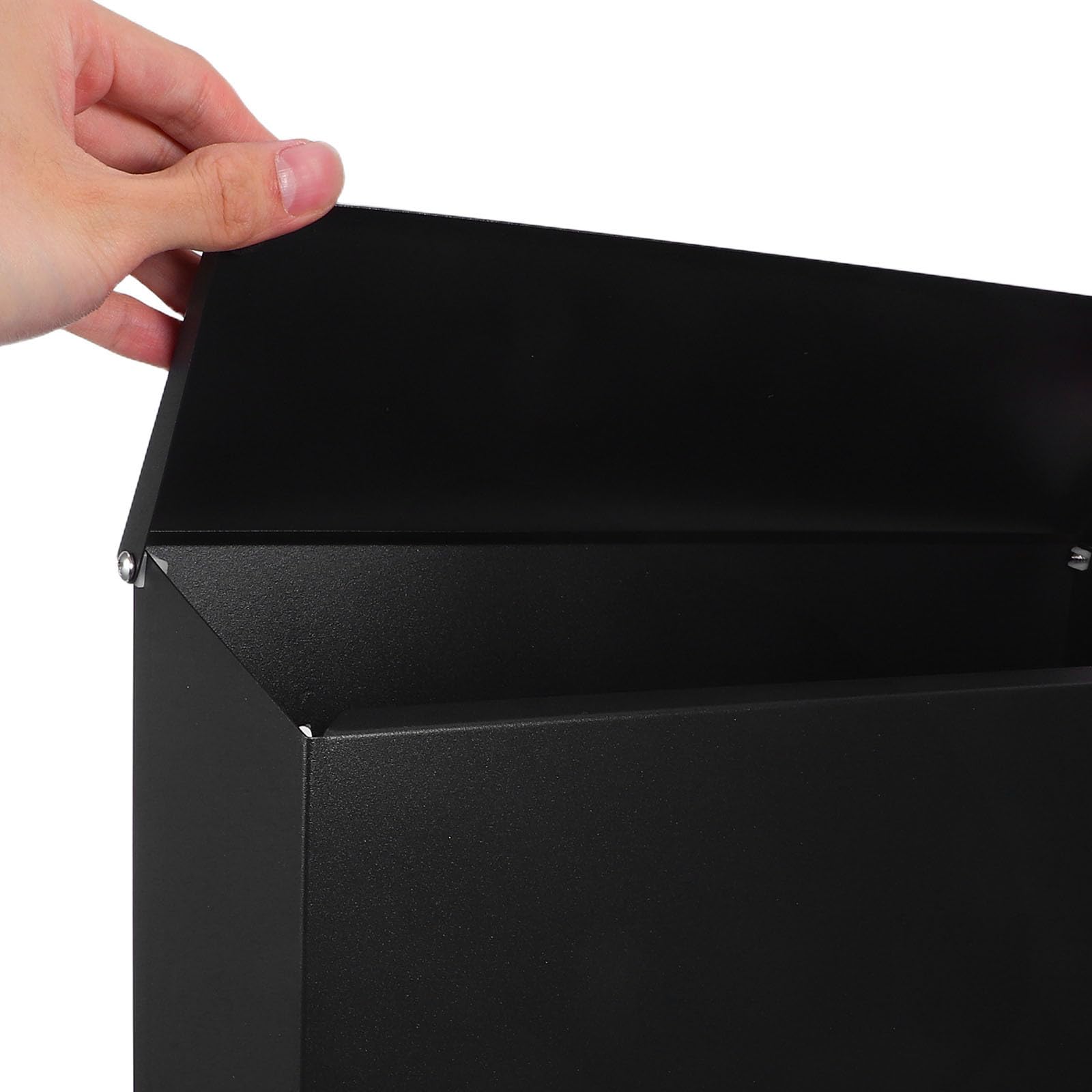 Cassetta Postale da Muro in Acciaio Inox Nero, Grande Capacità