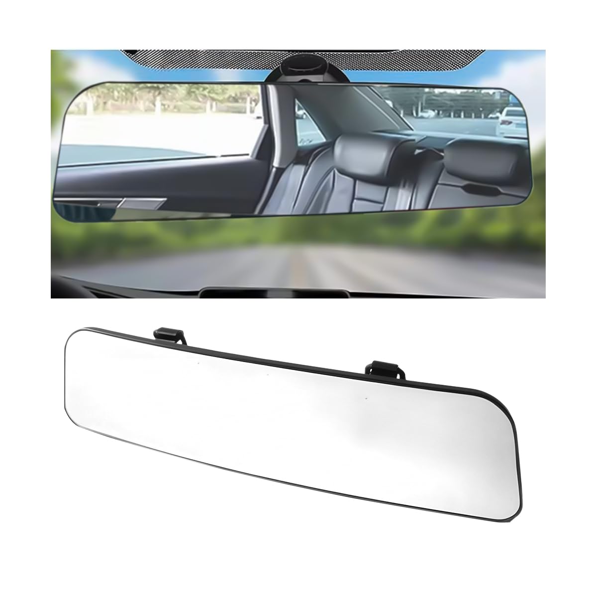 JNNJ Espejo Retrovisor Universal Para El Interior Del Coche, Espejos Retrovisor Panorámico Interior Para Vehículo Camiones, Espejo De Punto Ciego Interior De Automóvil Antideslumbran(Espejo Blanco)