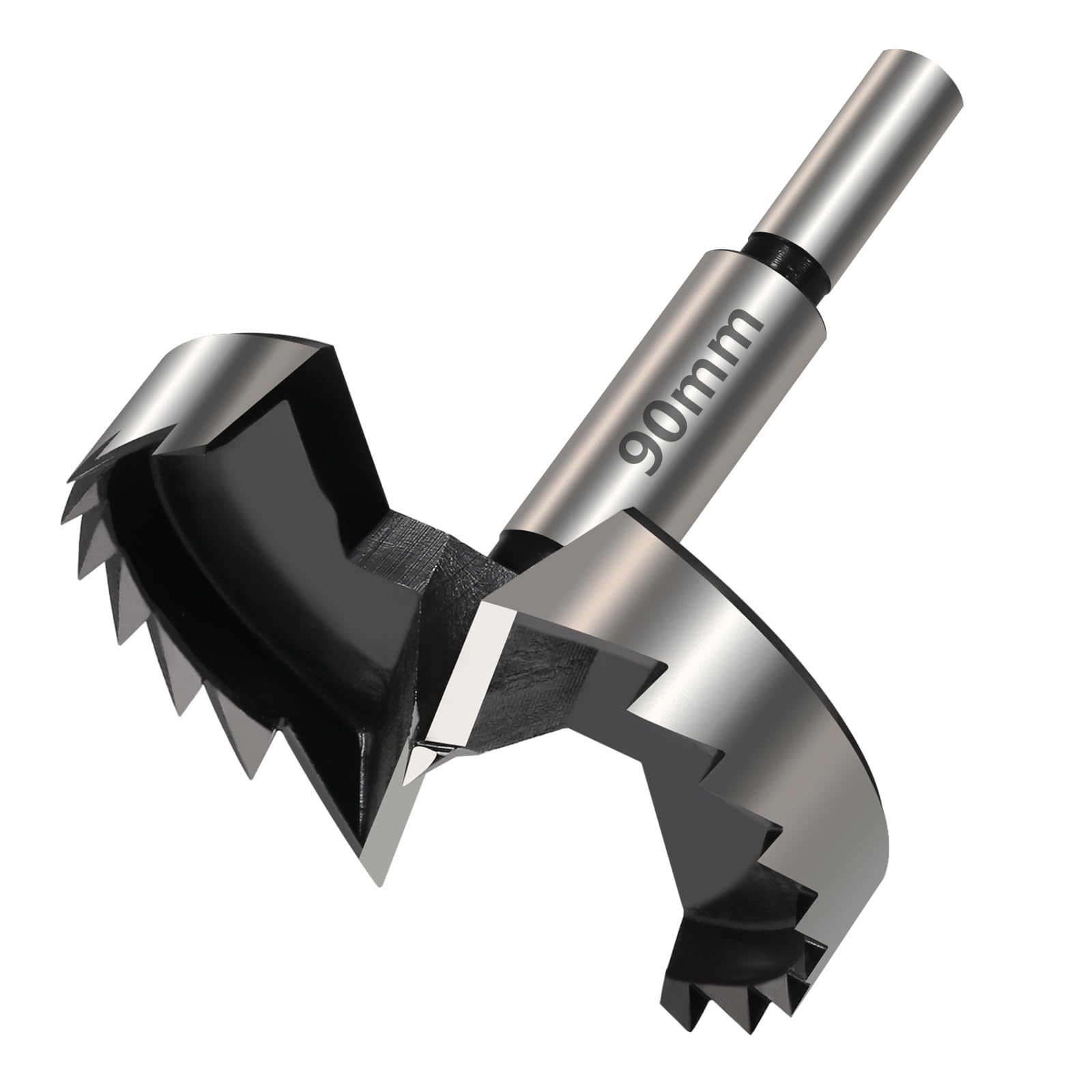 Vearter 90mm Forstner Drill Bit, High Carbon Steel Multi-Tooth Woodworking Tools Forstner Bits with Round Shank, Hinge Drill Bit for Solid Wood, MDF, Plastic, Particleboard, Plywood