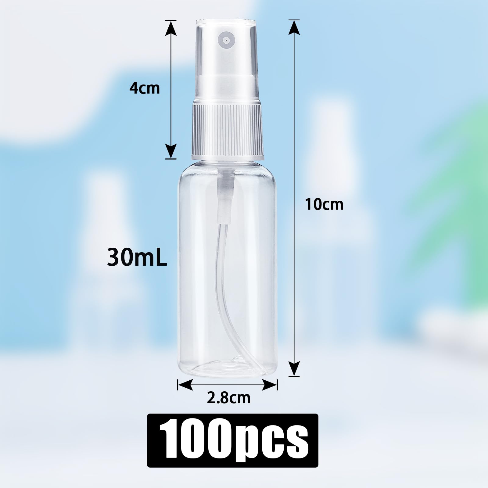 DKBT Flacon Spray Vide 30ml 100 Pièces Vaporisateur Parfum Vide, Bouteille Spray Vide, Flacons et Vaporisateurs Vides, Plastique Rechargeable Flacon Pompe Vide Atomiseur pour Cosmétique (Transparent)