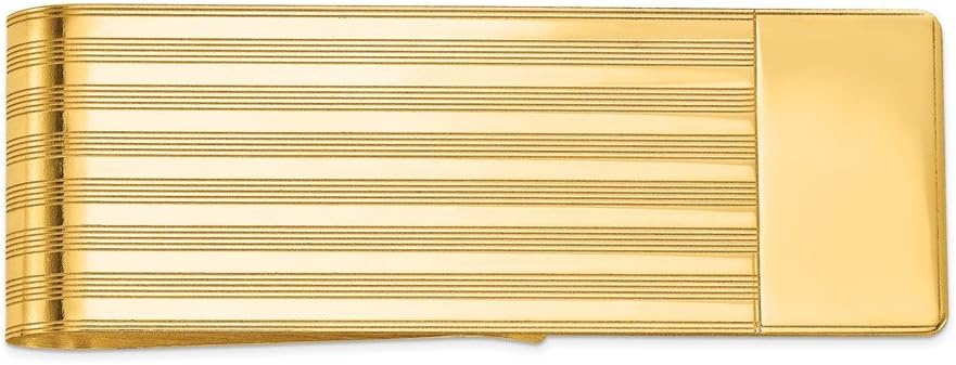 The Black Bow Men's 14k Yellow Gold Striped Fold-Over Money Clip