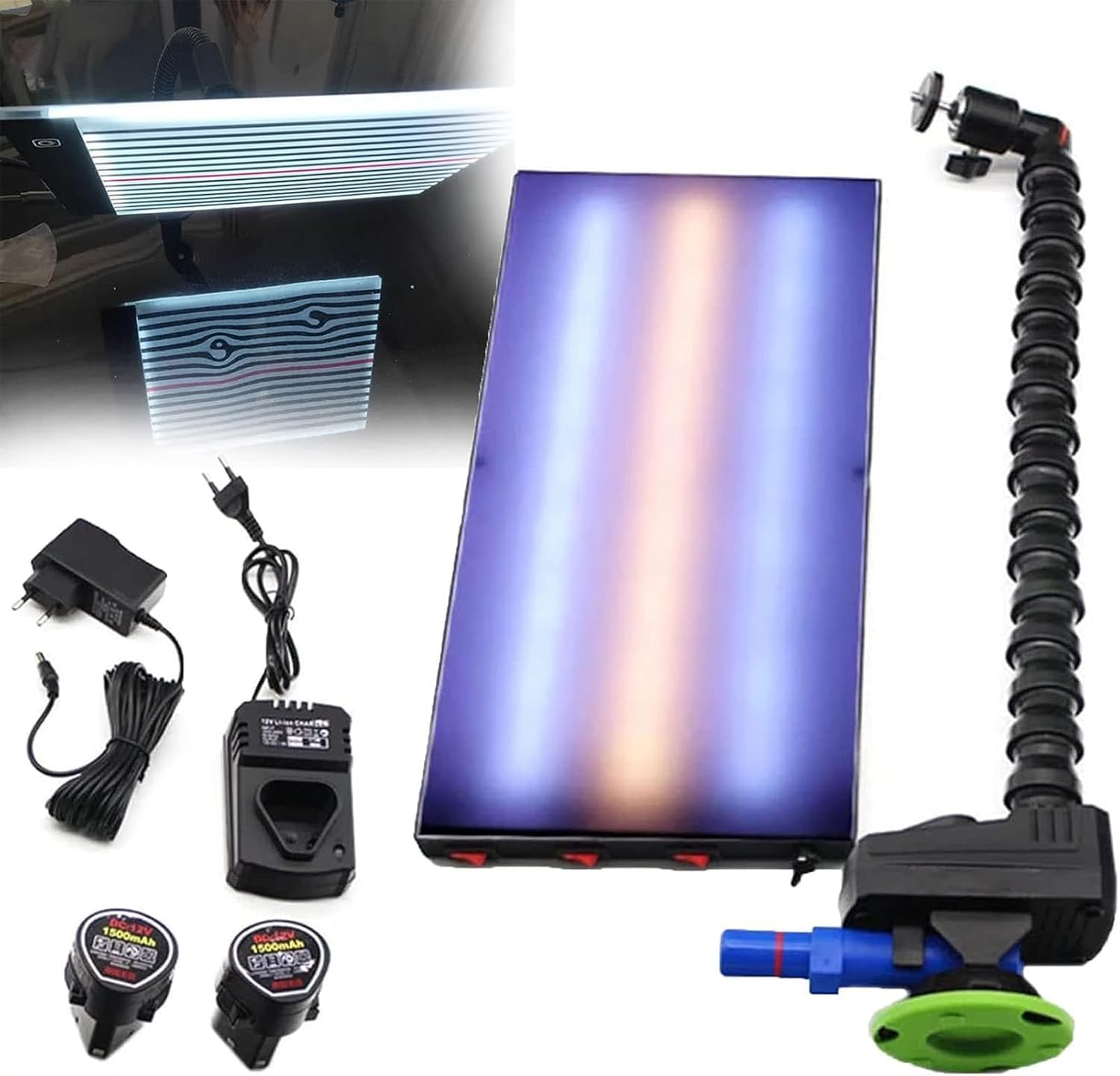 Herramienta reparación abolladuras con luz LED de 12V para chapa