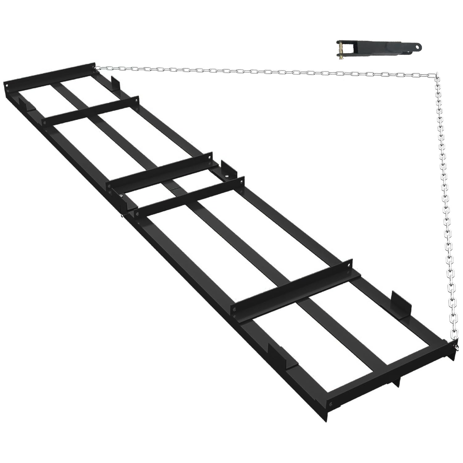 Drag Harrow Driveway Grader, Heavy Duty Power Rake, Driveway Drag for Gravel W/ 6 FT Chain, Tow Behind Lawn Rake for ATV, UTV, Tractor, Mower, Land Leveler for Gravel, Sand, Soil, Hay, 4 FT