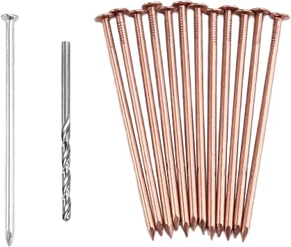 14Pcs Copper Nail Tree Stump, 3.5 Inch Pure Copper Nails Bulk, Stump Removal Spikes Hardware Nails for Trees, Clout or Roof Nails