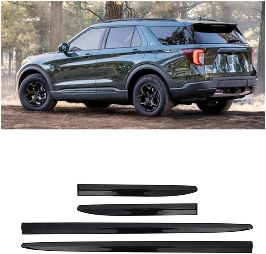 4PCS Car Accessories Exterior Body Door Side Molding Cover Trim Fits for Ford Explorer 2020-2026,Not fits for Ford Explorer Base Version (Glossy Black)