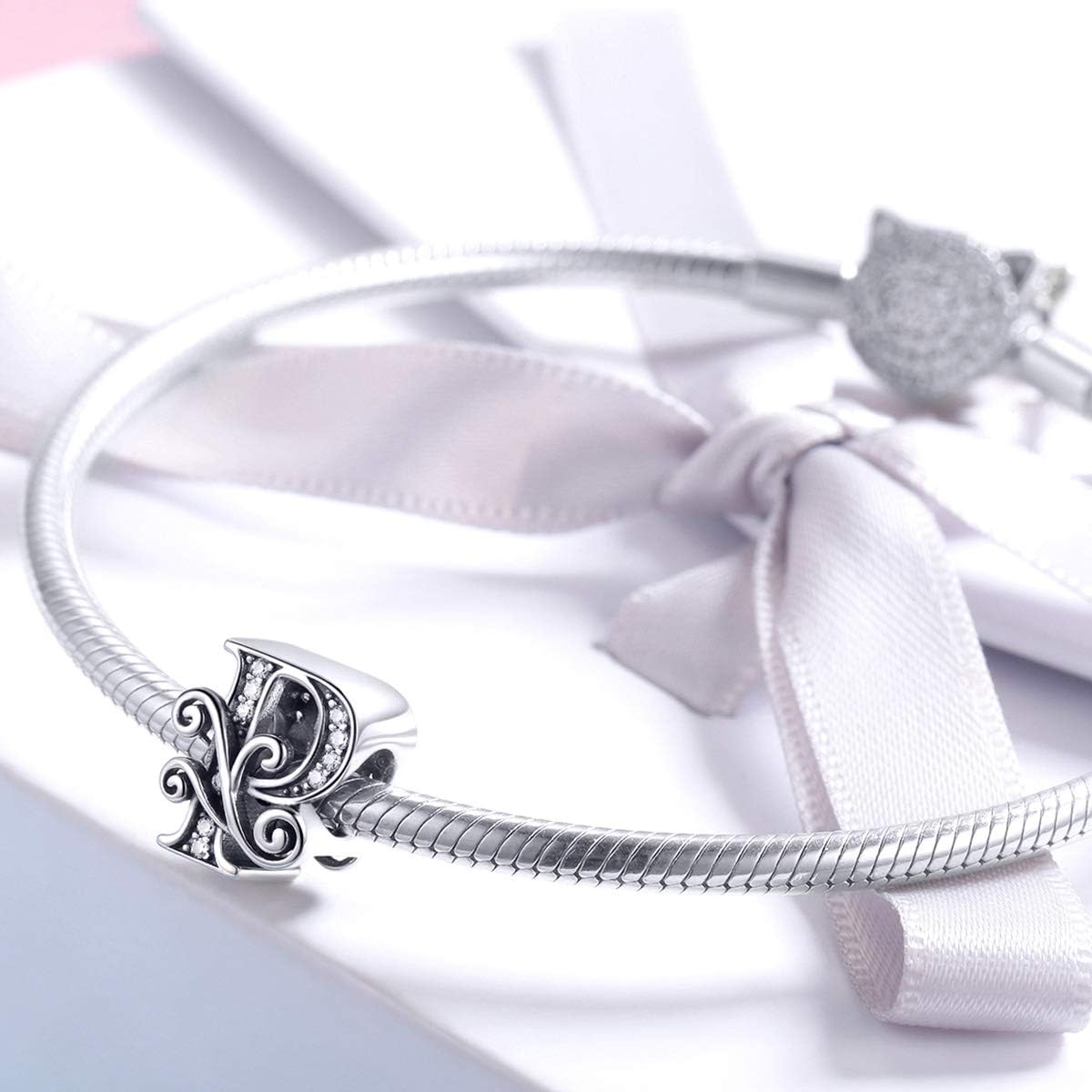 BISAER 925 Sterling Silver Initial Letter A-Z Charms for Bracelets Alphabet Beads Charm Jewelry Gifts - Image 3