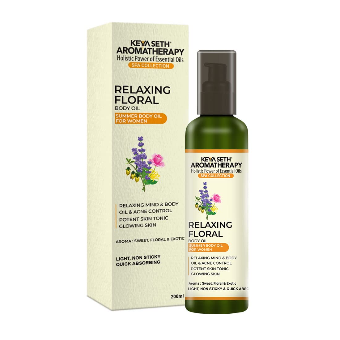 Keya Seth Aromatherapy Relaxing Floral Summer Body Oil For Women I Potent Skin Tonic For Glowing Skin, Oil & Acne Control, Relaxing Mind & Body (200ml)-picture-52