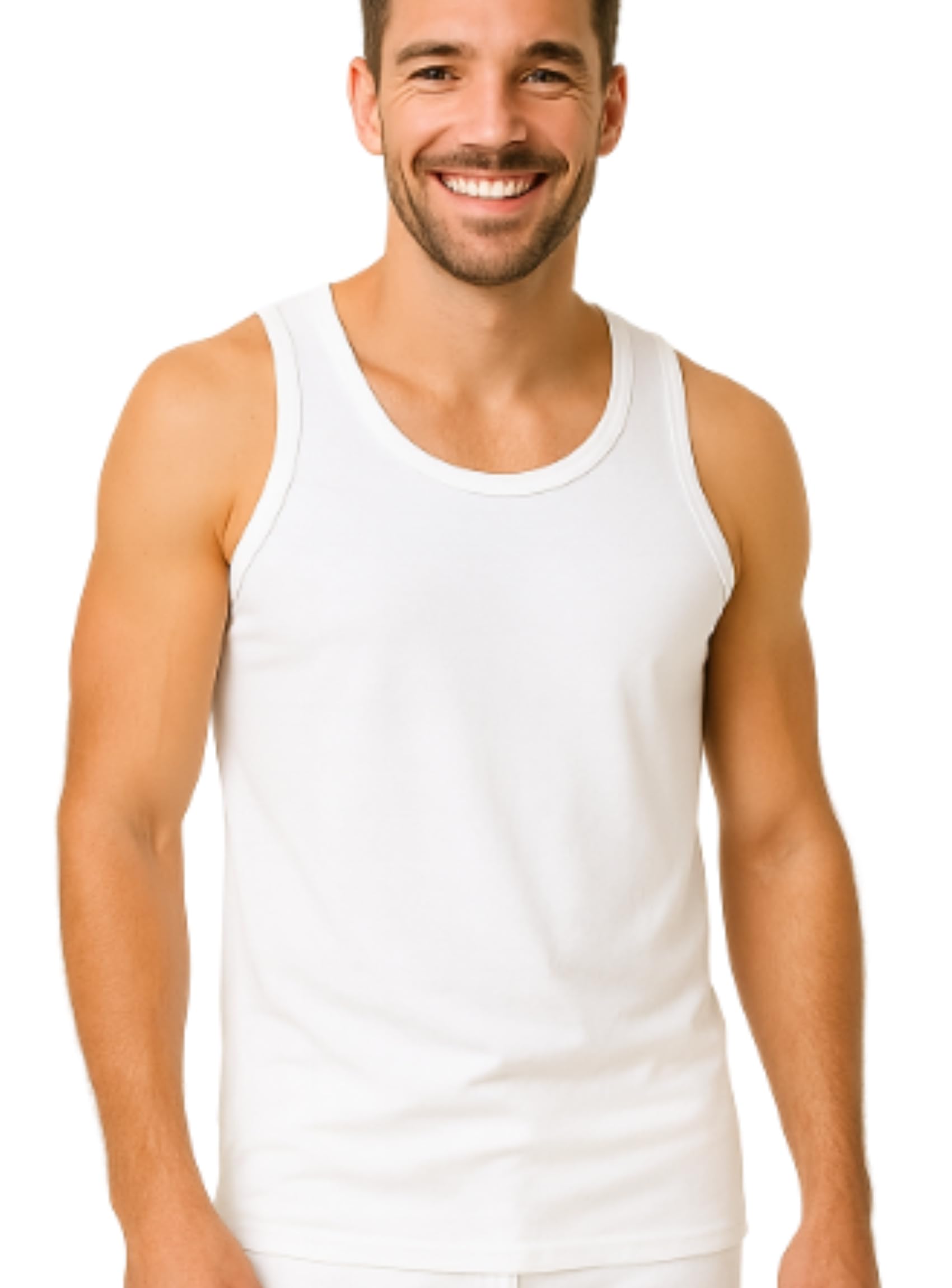 VP PINUCCIO VENEGONI - Lot de 3 débardeurs homme coton 100 % mercerisé, large épaule, blancs, sous-vêtements pour hommes respirants, fabriqués en Italie