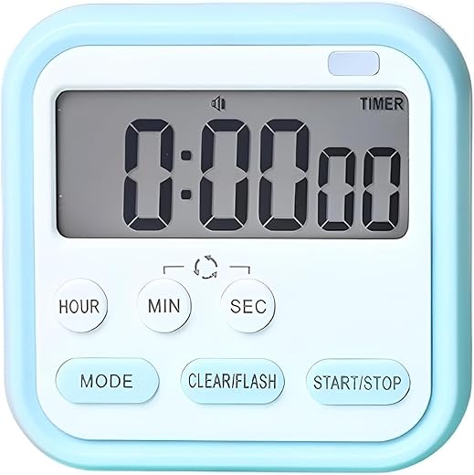 Stopwatch Timer for Study Kitchen Timer Large LCD Screen 24hr Digital Display Magnetic Retractable Stand Loud Alarm Stop Watch Countdown Flashing Light Study Timer for Students Cooking (Blue)