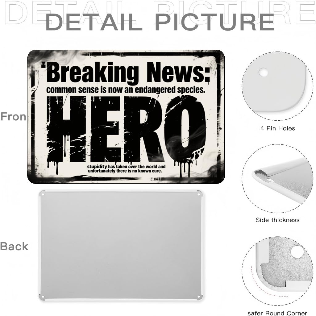 Breaking News Common Sense Endangered Tin Sign, 8x12
