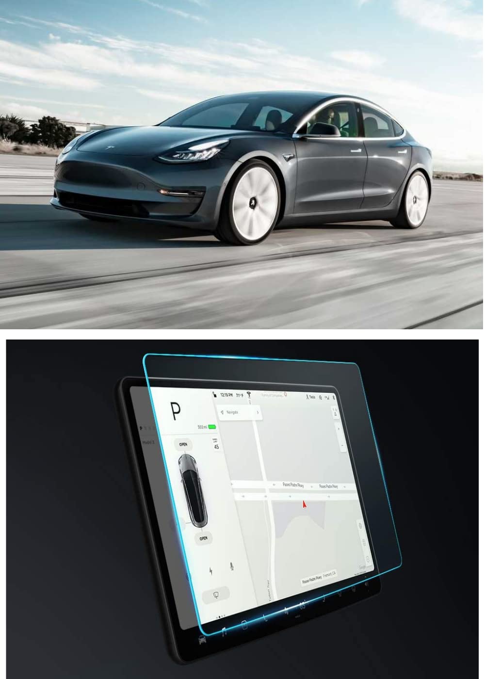 BIOSISClevisco.ae Tempered Glass Screen Protector accessory designed for Tesla Model 3 2023 & Y 2024 Touchscreen -UHD- 99% Transparent&Anti-Glare Tempered Glass/Anti-Grease & Fingerprint/Scratch Resistant