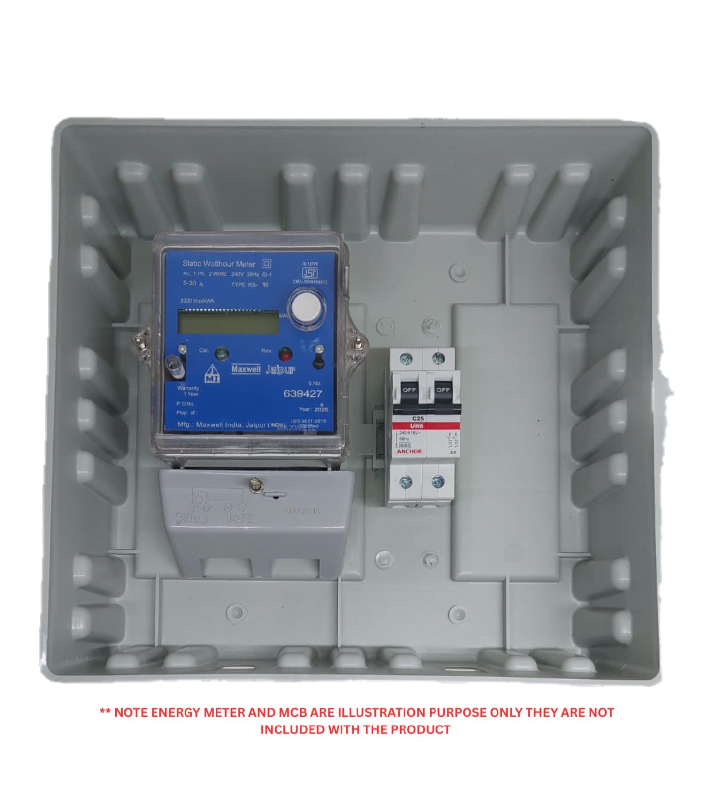 Heavy-Duty PVC Meter Box (304 x 280 x 127mm) | Weatherproof, Shockproof, Splashproof | For Single Phase & Solar Installations (Single Window) — Amazon image 3