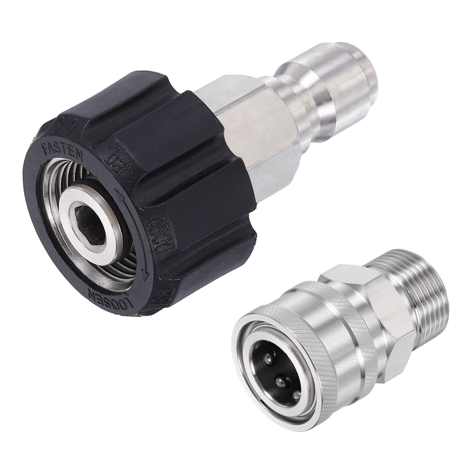 sourcing map Pressure Washer Adapter, M22 14mm Female to 3/8" Male, 3/8" Female to M22 14mm Male Stainless Steel 61mm l Quick Connect Fittings Swivel Adapter for Pressure Power Washers Hose