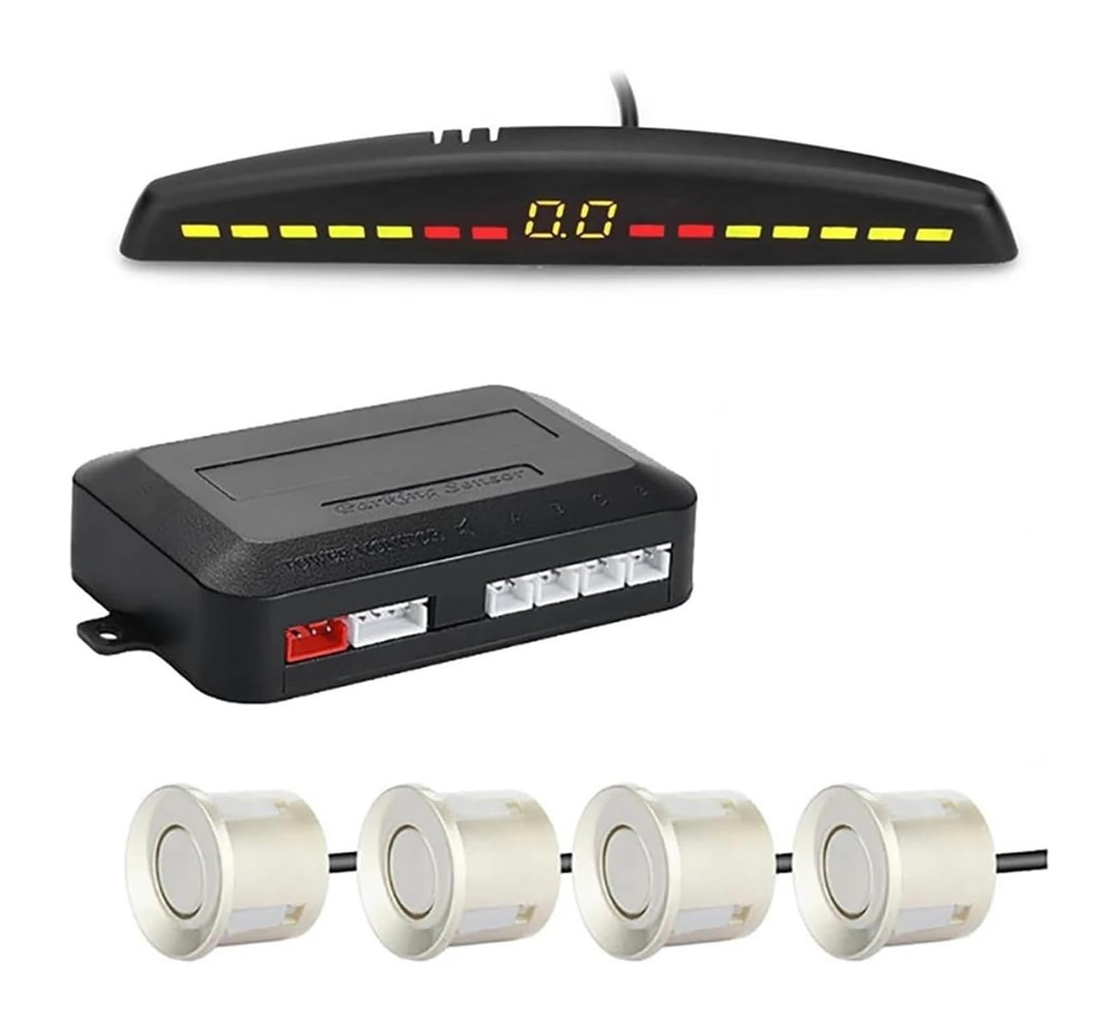 Kit Sensor Aparcamiento Radar Marcha Atrás Trasero para Coche Pantalla Retroiluminada 22 Mm Monitor Dispositivo Sonda Alarma Seguridad Sensor De Aparcami(Champagne Gold)