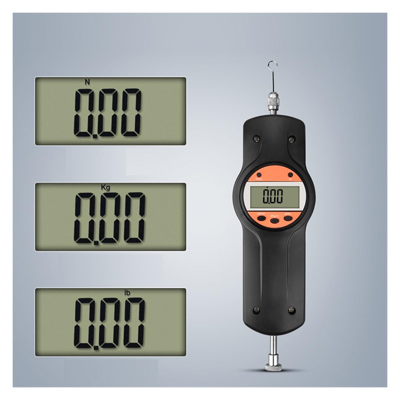 Dinamómetro, medidor de Fuerza Digital con Pantalla LCD de Alta precisión para Pruebas de Empuje-tracción y medición de la Fuerza del gatillo.