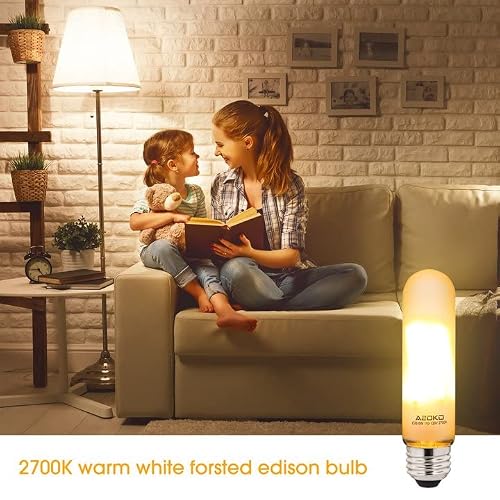 Asoko T10 Led Frosted Bulbs Warm White 2700K 6W Dimmable Tube Vintage Led Bulbs 60 Watt Equivalent,E26 Medium Base 3 Packs #TOP6