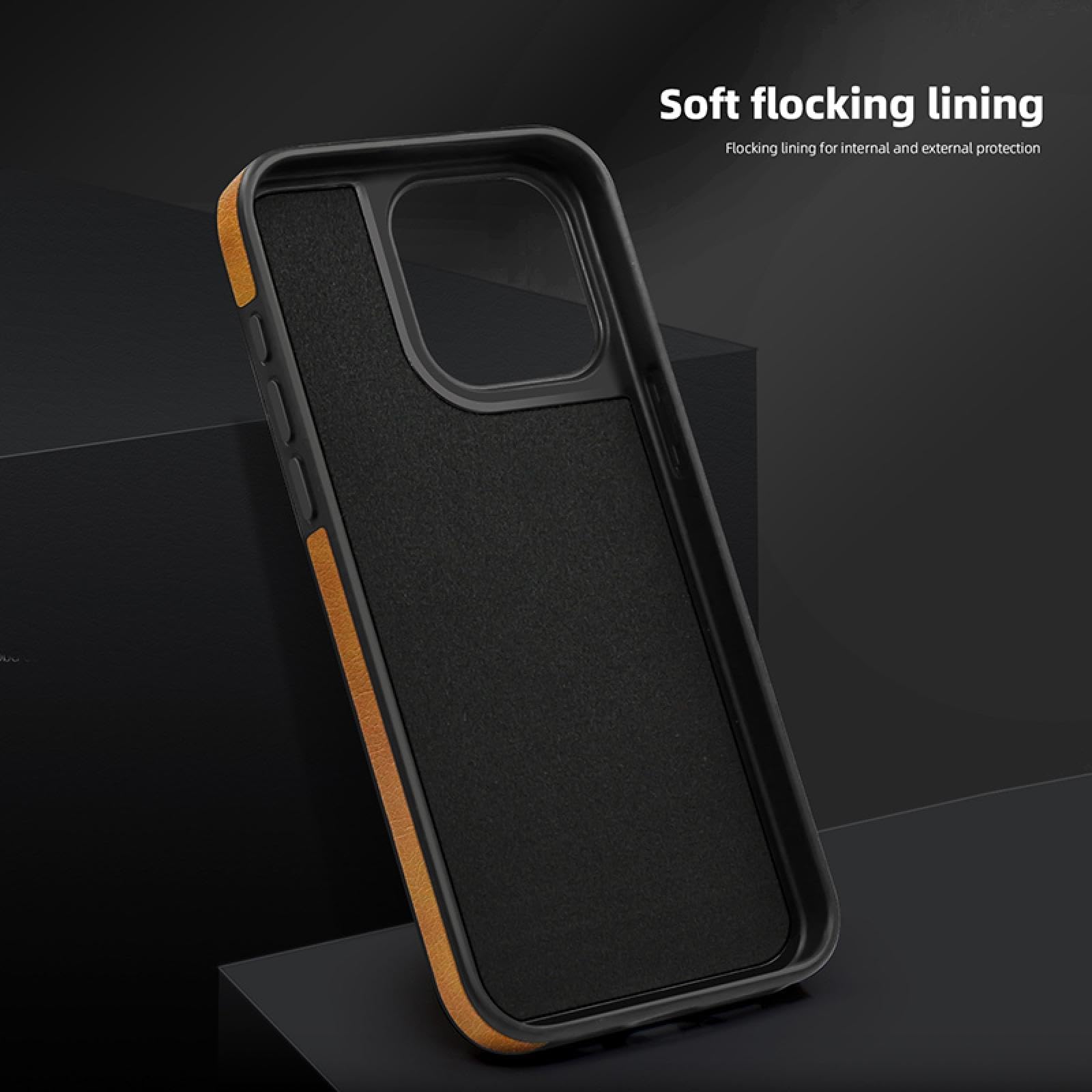 Für iPhone 15 Plus Magnetischer Metallhalter Stoßfeste Leder-Telefonhülle Stoßstangen-Rückseite (Für iPhone 15 Plus/Schwarz)