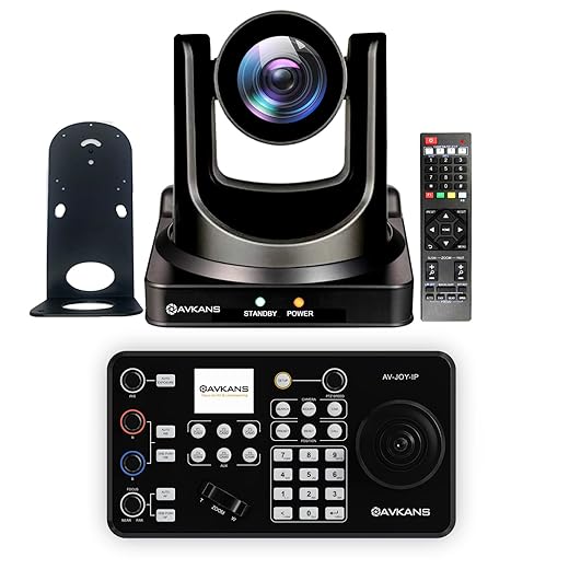 AVKANS PTZ Camera, 20X-SDI Live Streaming Video Camera with Simultaneous HDMI/3G-SDI/IP Streaming Outputs, PoE vMix OBS Supports(20X Zoom and Mount)