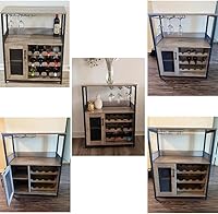 Vista 8 de Armario de bar de vinos con almacenamiento, pequeño gabinete de licor, armario de bar con soporte de vidrio para apartamento, bar, cocina, comedor
