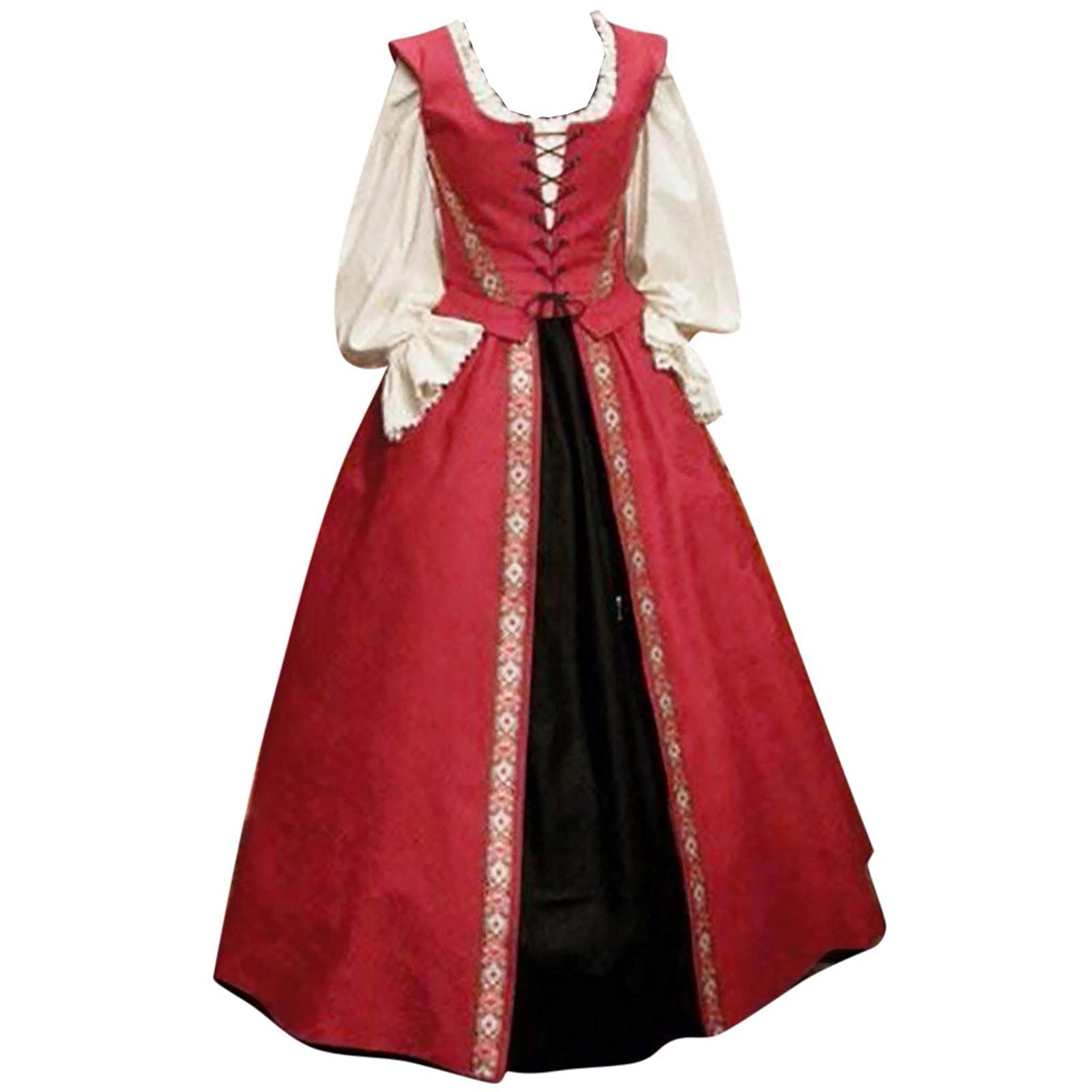Vestido Retro Medieval para Mujer Medieval Victoriana con Mangas Trompeta Halloween Fiesta Princesa Disfraz Vestido de Reina Renacentista Vestido Largo Palacio Medieval góTico Tamaño Grande