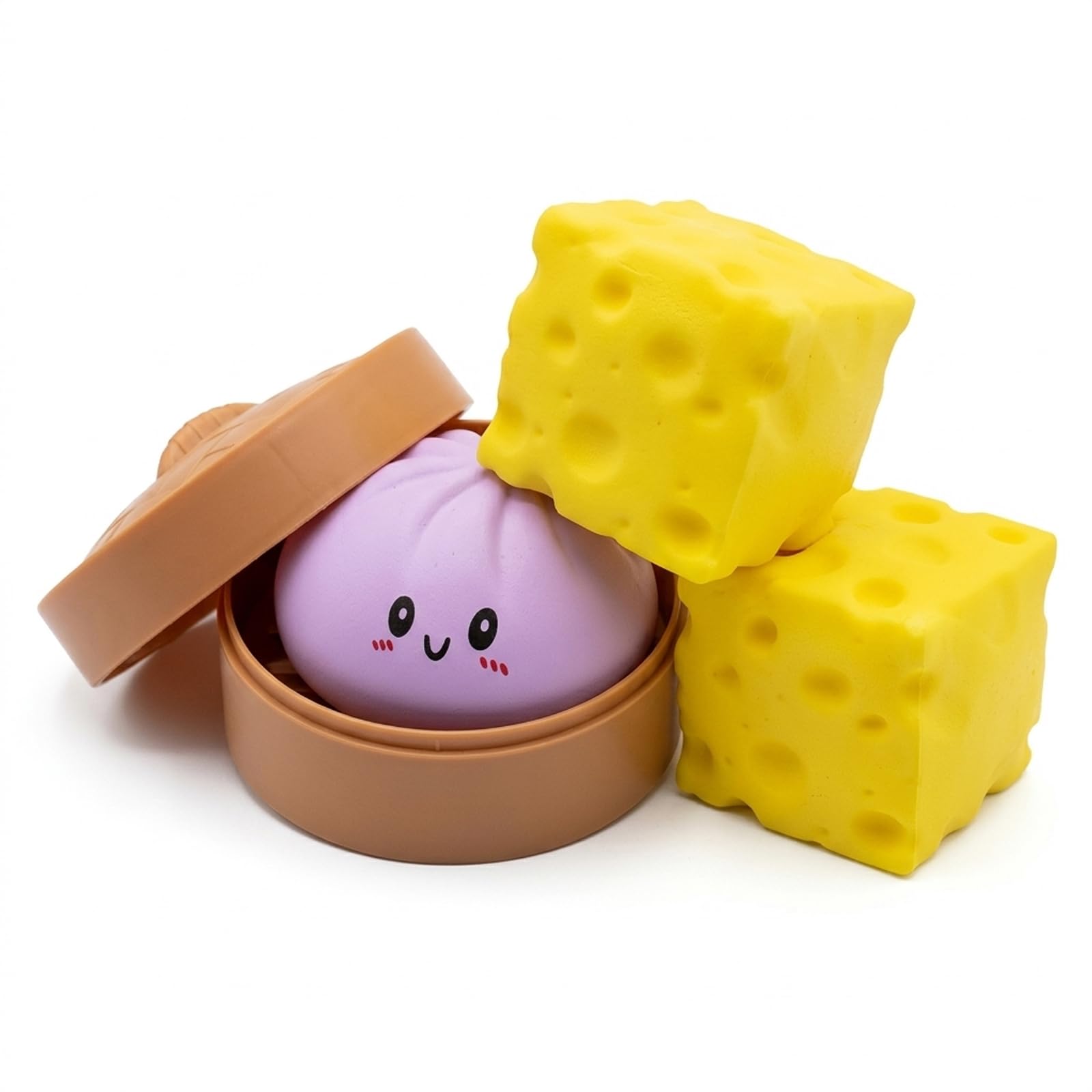 Dumpling Toy, 2 Pcs Cheese Squishy Stress Relief Set , Desk Relaxation Tool For Office And Classroom Use, Soft Foam Design For Anxiety Management And Home Decoration