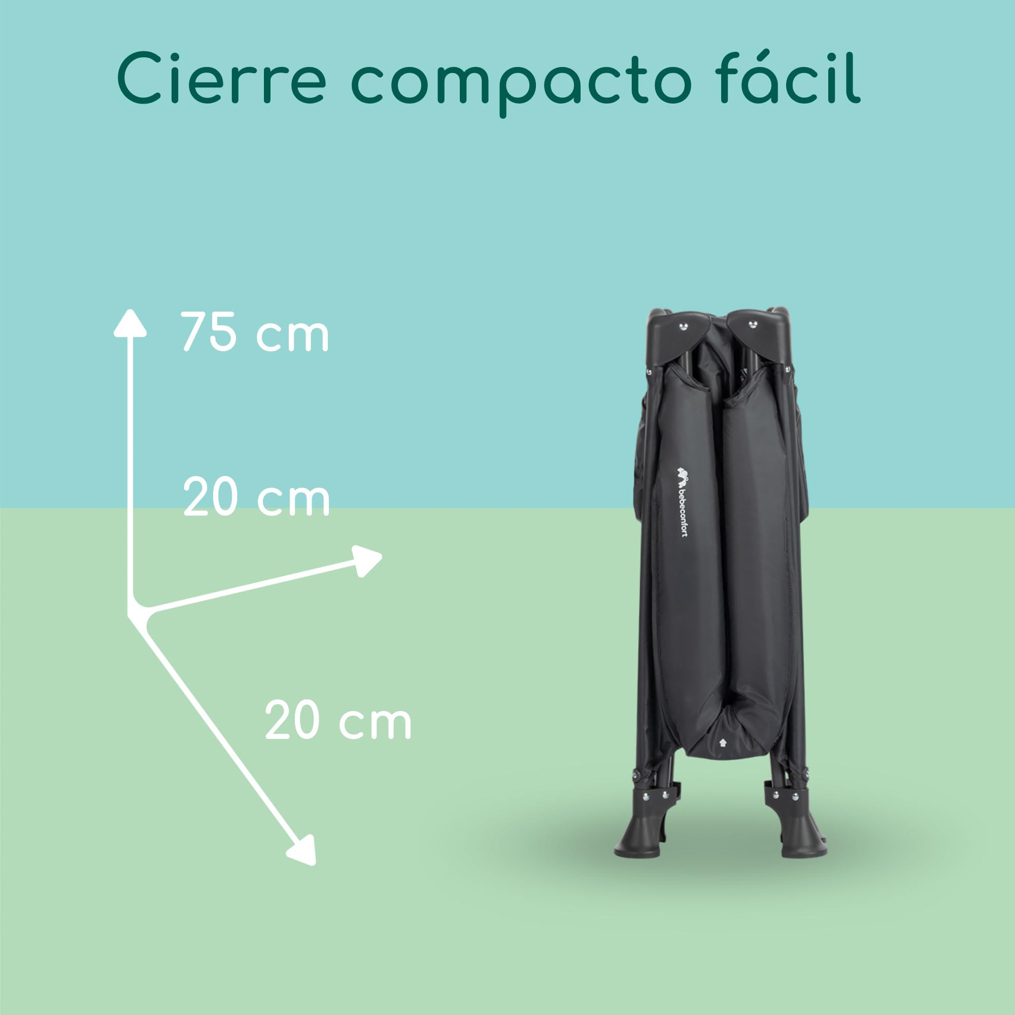Bebeconfort Sweet Dreams, Cuna de Viaje, 0-3 años (0-15 kg), Cuna de Viaje Ligera y Lista para Viajar, Colchón Grande Acolchado, Ventana de Entrada Lateral, Cierre Compacto fácil, Mineral Graphite