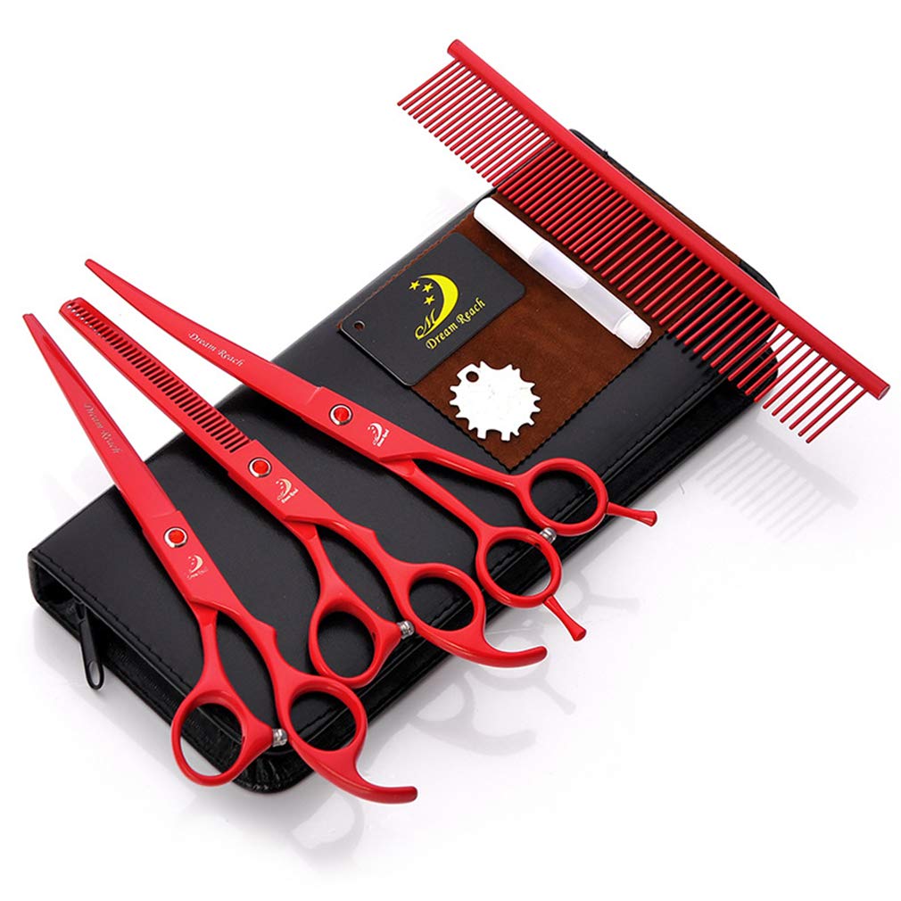 7.0 inch Governare Dell'animale Domestico Forbici, Acciaio Inossidabile di Taglio dei Capelli Diradamento Haircut Strumenti Pet Trimmer Kit, per Il Gatto del Cane E più Animali Domestici