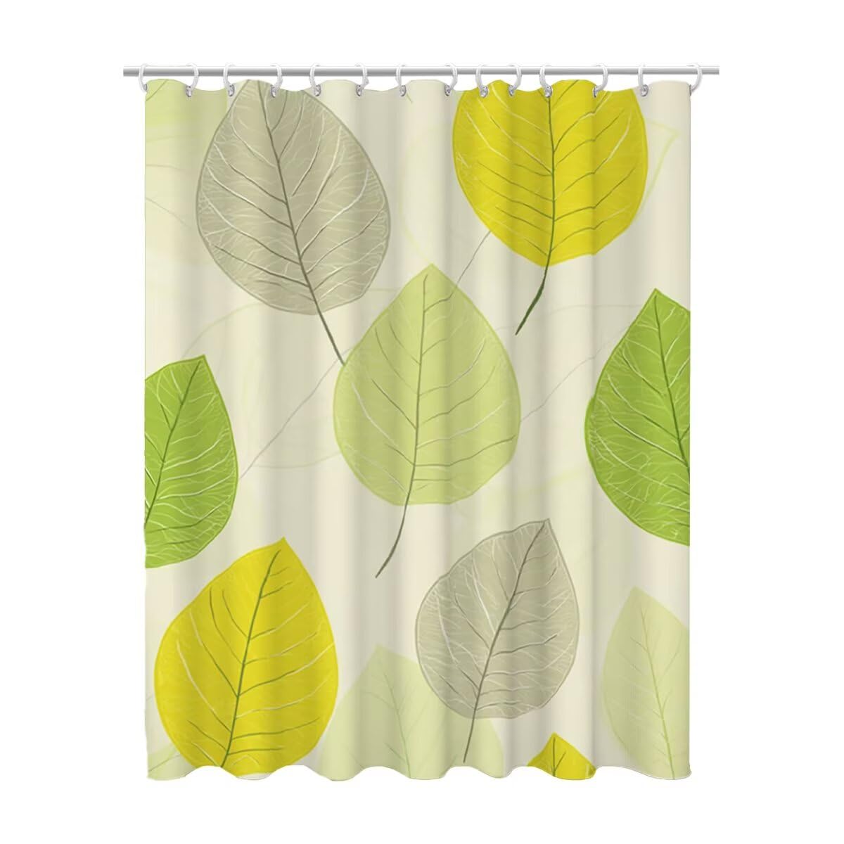 Rideau de douche vert motif feuille 120 x 200 cm en tissu lavable, une idée cadeau femme utile